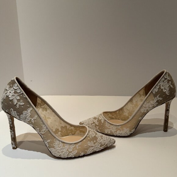 JIMMY CHOO Ivory Floral Ivory Lace Pumps - Picture 2 of 5